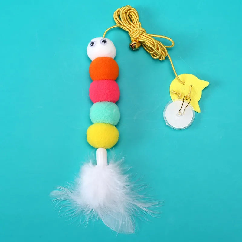 new hanging cat teaser toy hanging door elastic string cat teaser toy feather little mouse cat teaser self-hi relieving stuffy