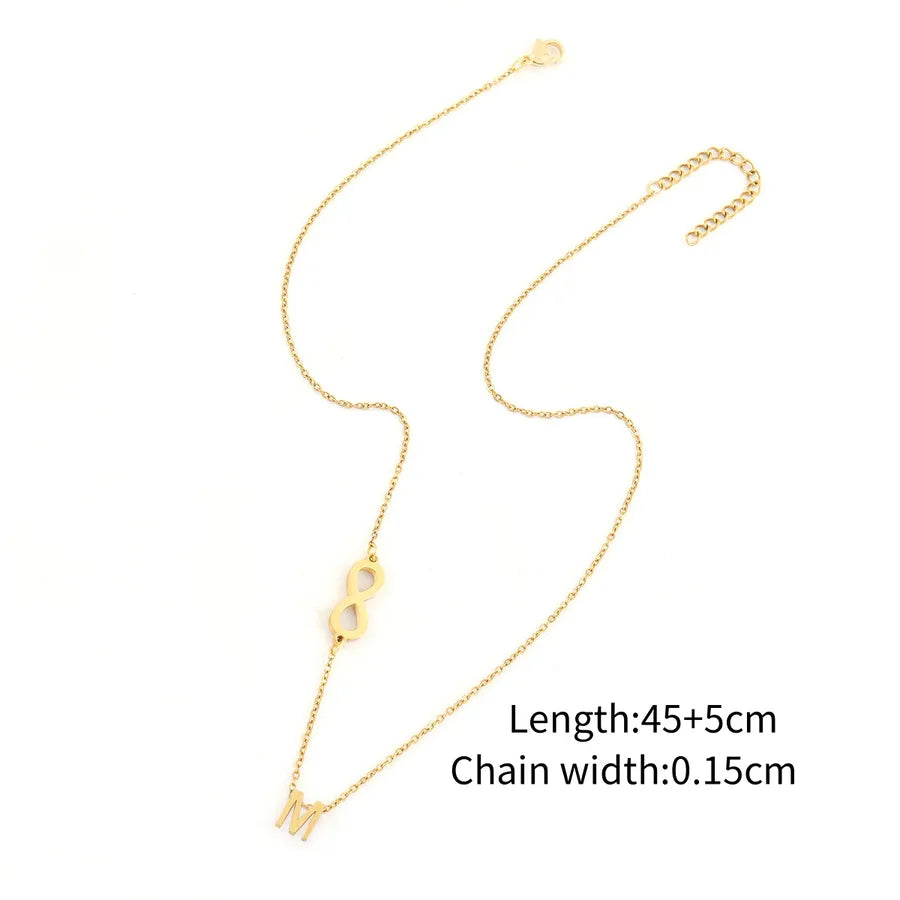Wholesale Jewelry Elegant Simple Style Classic Style Letter Infinity 201 Stainless Steel 304 Stainless Steel cable chain Pendant Necklace