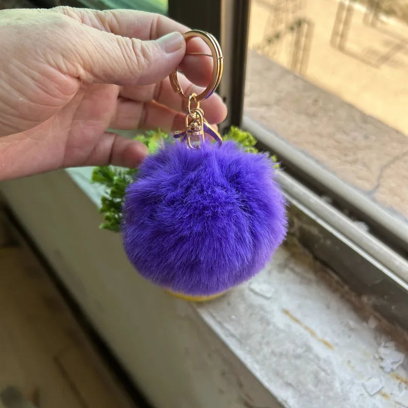 korean style hairball alloy women's bag pendant keychain