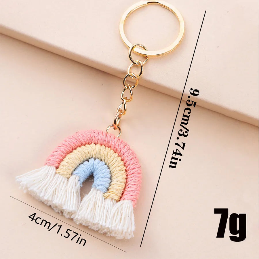 Fashionable Sweet Rainbow Knitted Keychain Pendant Accessory New Arrival Jewelry Handcrafted Tassel Irregular Design Personality