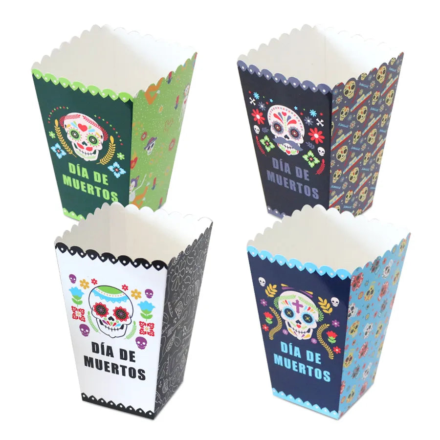 Day of the Dead Cartoon Style Skull Festival Food Packaging Box Gift Wrapping Supplies Party Supplies