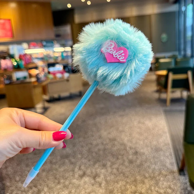 Creative Sweet Girl Heart Hair Ball Ballpoint Pen New Style Ins Dopamine Color Letter  Ins Gift Signature Pen