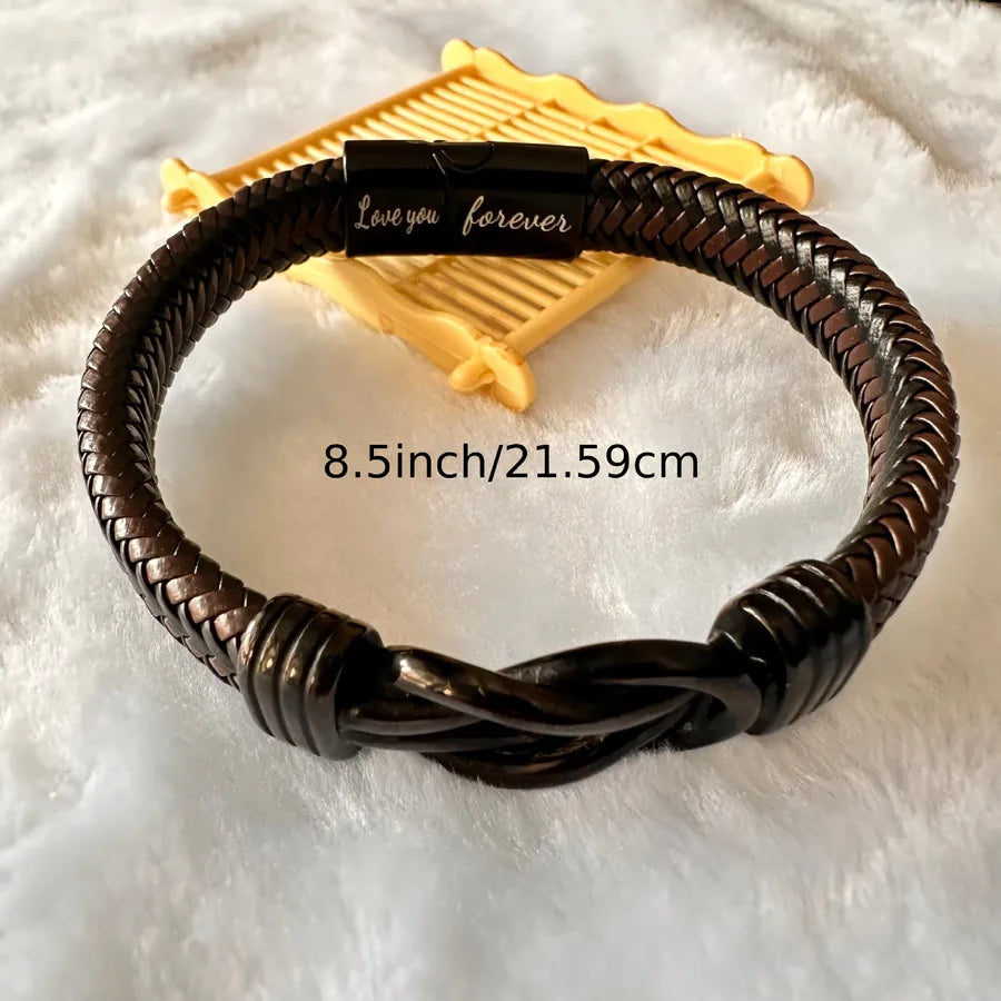 Retro Knot 304 Stainless Steel Pu Leather Wholesale Bangle