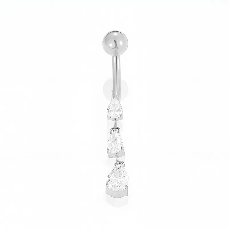1 Piece Belly Rings Casual Cute Hip-Hop Water Droplets Heart Shape Crown Titanium Alloy Plating Zircon 18K Gold Plated