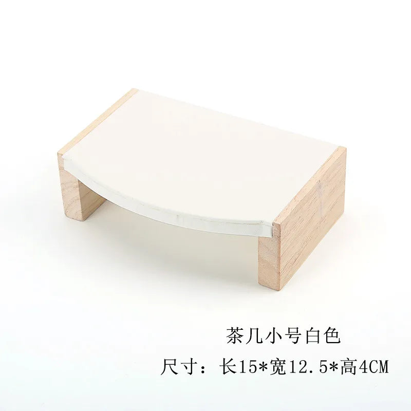 Solid Wood Jewelry Display Stand Tea Table Bracelet Necklace Stool Ornament Rack Three Piece Set Academic Style Crafted