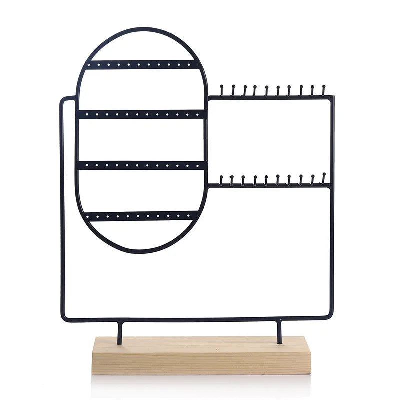 Basic Modern Style Classic Style Geometric solid wood Iron Plating Jewelry Display Jewelry Rack