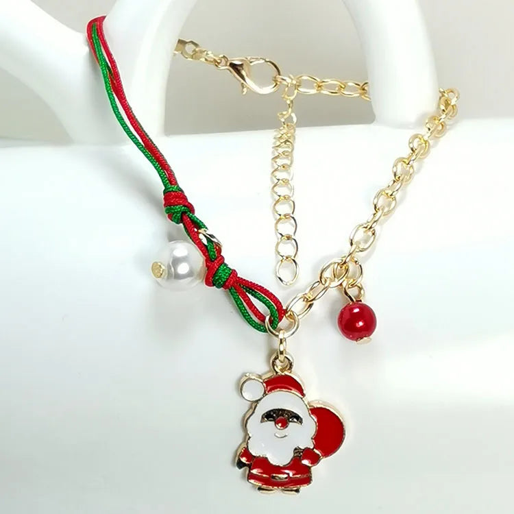 fashion santa claus snowman elk alloy pearl plating women's bracelets 1 piece