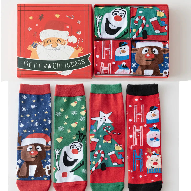 Christmas Simple Style Classic Style Women's Color Block Cotton Ankle Socks 1 Set