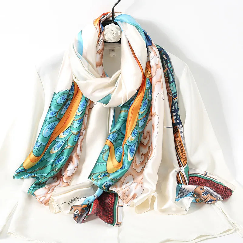 women's lady flower cloud brocade printing scarf