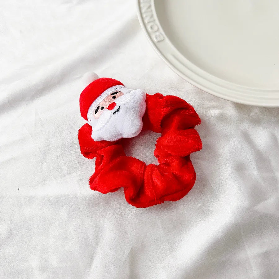 Christmas Cartoon Santa Claus And Deer Plush Elastic Fabric Hair Bands  Style Handmade Christmas Headwear