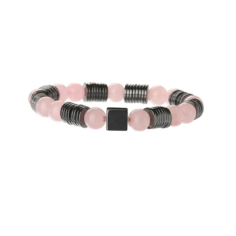 Geometric natural stone black gallstone Bracelets In Bulk