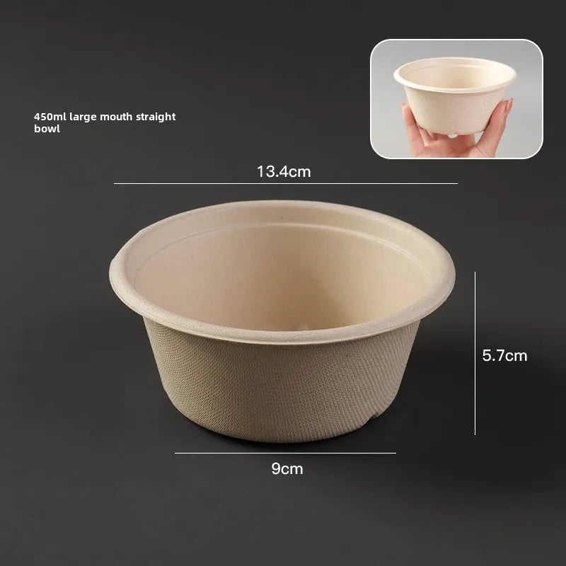 Disposable paper bowl tableware set paper bowl commercial household bowl degradable whole box disposable round bowl