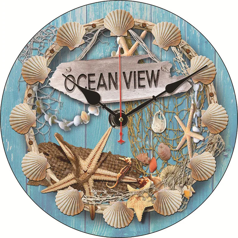 silent wall clock retro wood ocean clock wall sticker simple wall clock retro explosion hanging clock