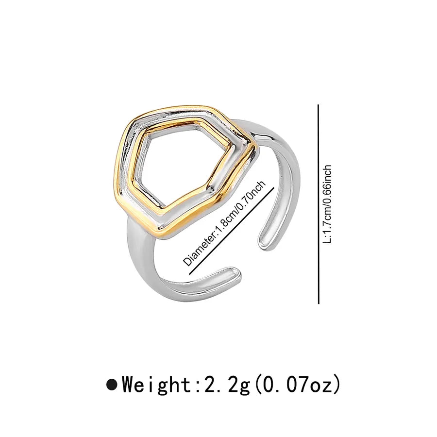 Wholesale Jewelry Retro Simple Style Geometric 304 Stainless Steel Mixed Metal Plating Open Rings