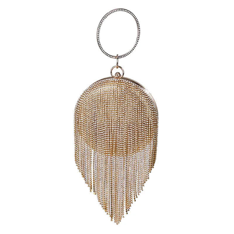 Cloth Solid Color Tassel Round Evening Bags