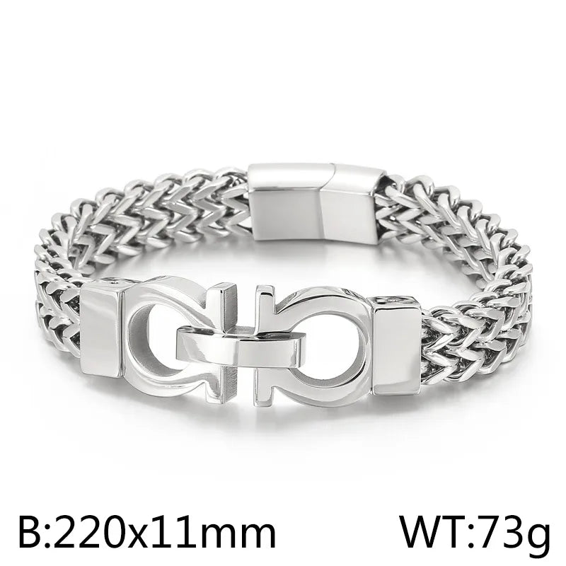 casual simple style geometric titanium steel plating men's bracelets