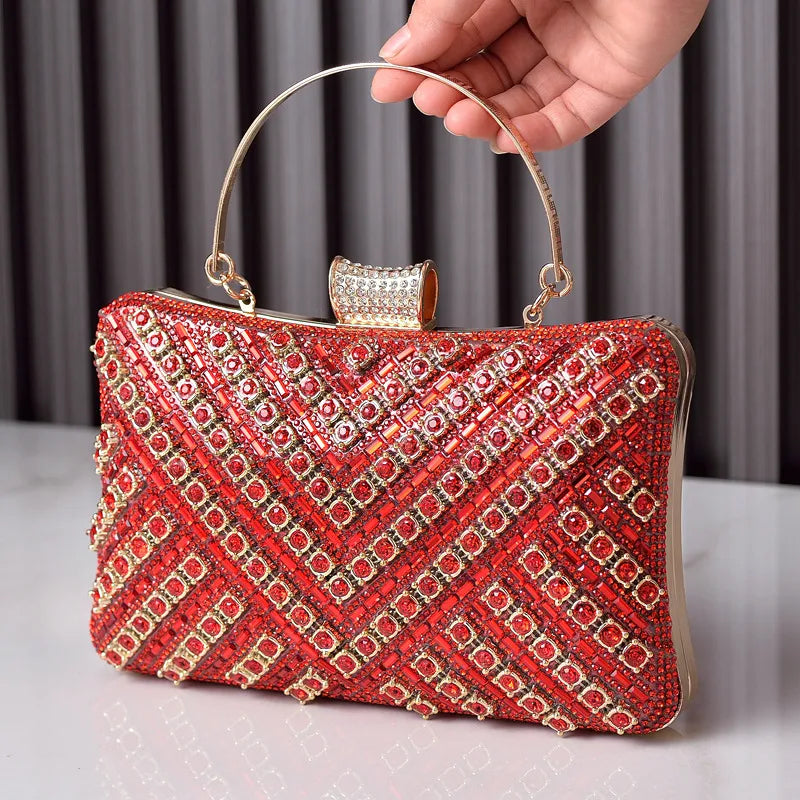 women's nylon stripe elegant sexy square lock clasp evening bag