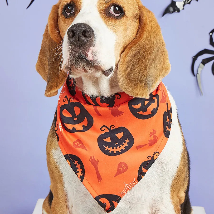 Halloween Pet Costume Saliva Towel High Definition Digital Print Dog Triangular Scarf Pet Decorative Neck Warmer Polyester