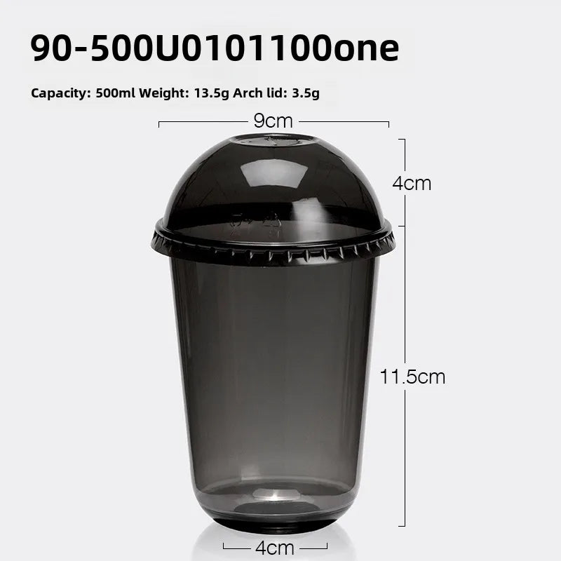 Horn flower disposable cup black plastic ice coffee cup PET cold drink Net red milk tea small black cup with lid