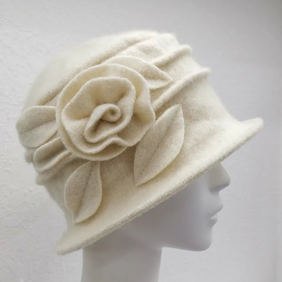 women's sweet rose solid color flat eaves fedora hat