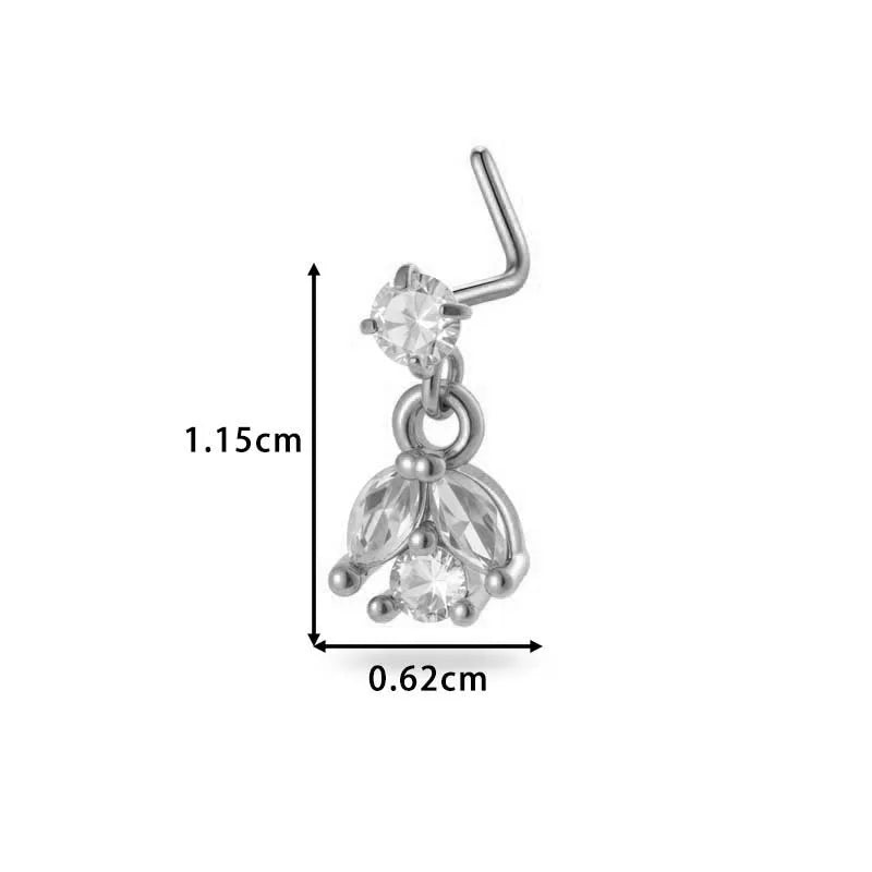 1 Piece Nose Rings & Studs Simple Style Classic Style Flower Copper Flowers Zircon Nose Rings & Studs