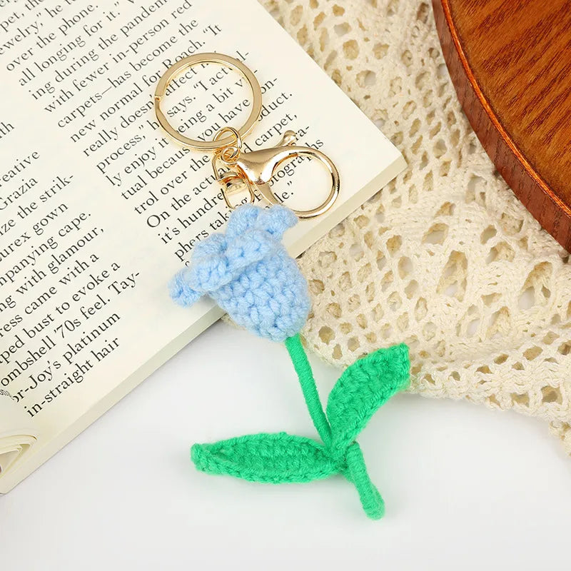Cartoon Style Flower Cotton Knitting Keychain