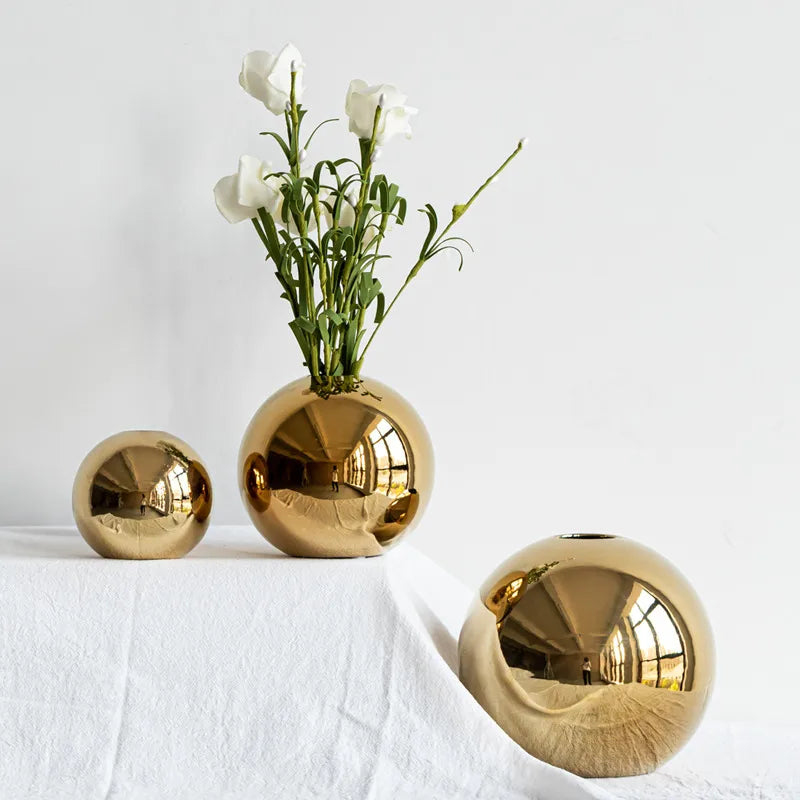 simple style ball high temperature porcelain vase artificial decorations