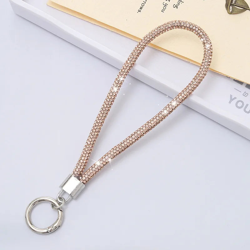 Casual Simple Style Solid Color Rhinestone Bag Pendant Mobile Phone Chain Keychain
