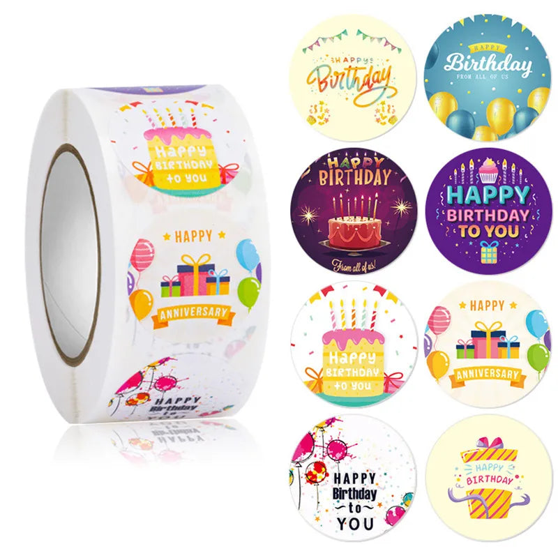 cartoon cute happy birthday cake stickers