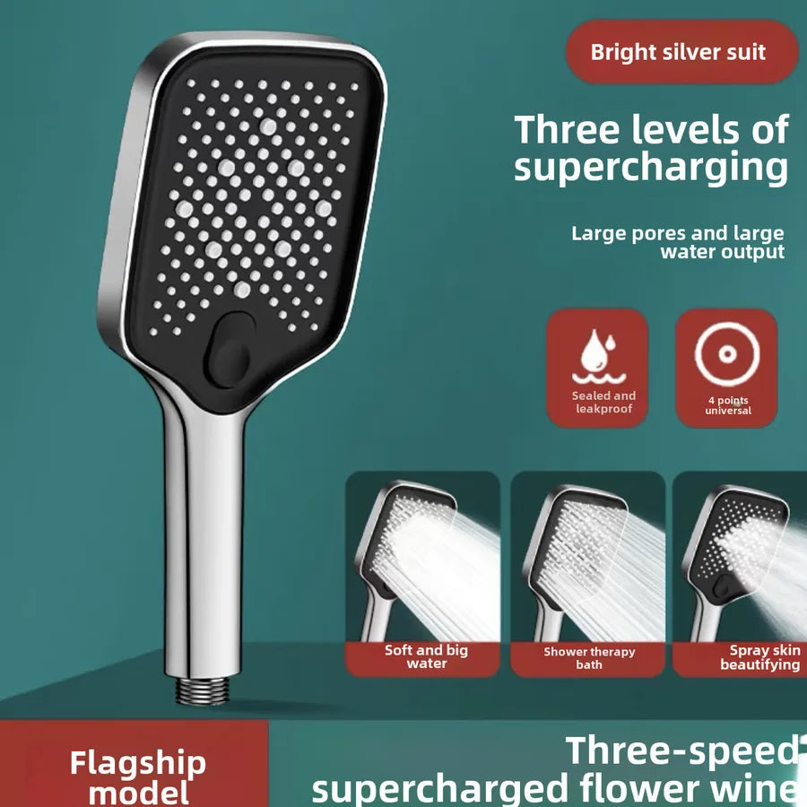 Square Pressurized Shower Head Faucet Bathroom Rain Shower Bath Water Heater Handheld Pressurized Shower Head