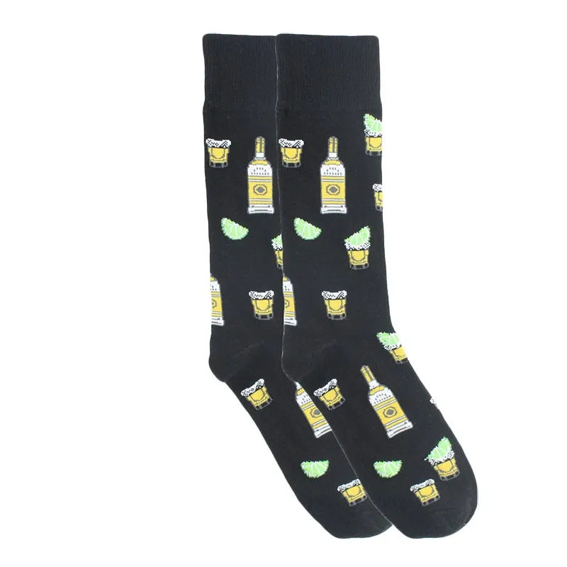 men's simple style commute animal cotton crew socks a pair