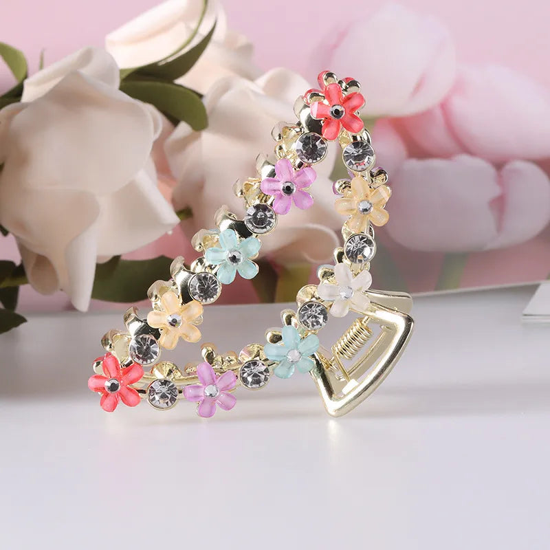 vintage style flower zinc alloy plating inlay zircon hair claws
