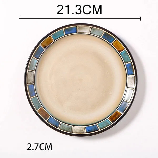 Retro Solid Color Flower ceramics Tableware 1 Piece