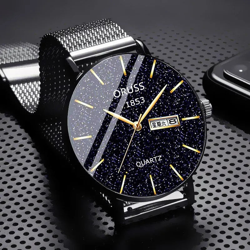 TikTok Gentleman Star Movement Watch Men's Watch Genuine Luminous Waterproof Calendar High-end Handsome Fashion  New
