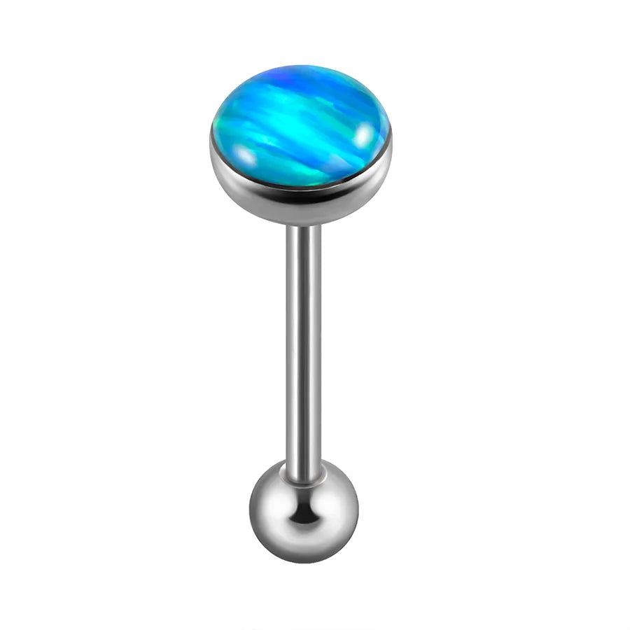 1 Piece Tongue Rings Casual Elegant Vacation Round 304 Stainless Steel Polishing Enamel Inlay Resin Opal Tongue Rings