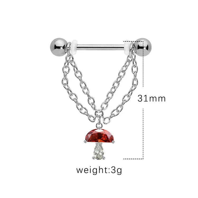 1 Piece Nipple Rings & Studs IG Style Shiny Heart Shape Flower 316L Stainless Steel  Alloy Titanium Steel Epoxy Chain Inlay Resin Rhinestones Glass White Gold Plated Gold Plated