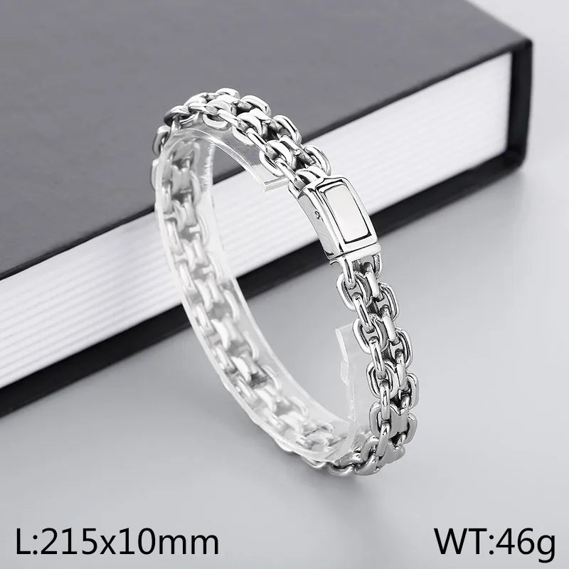 Simple Style Streetwear Solid Color Stainless Steel Men's Bracelets