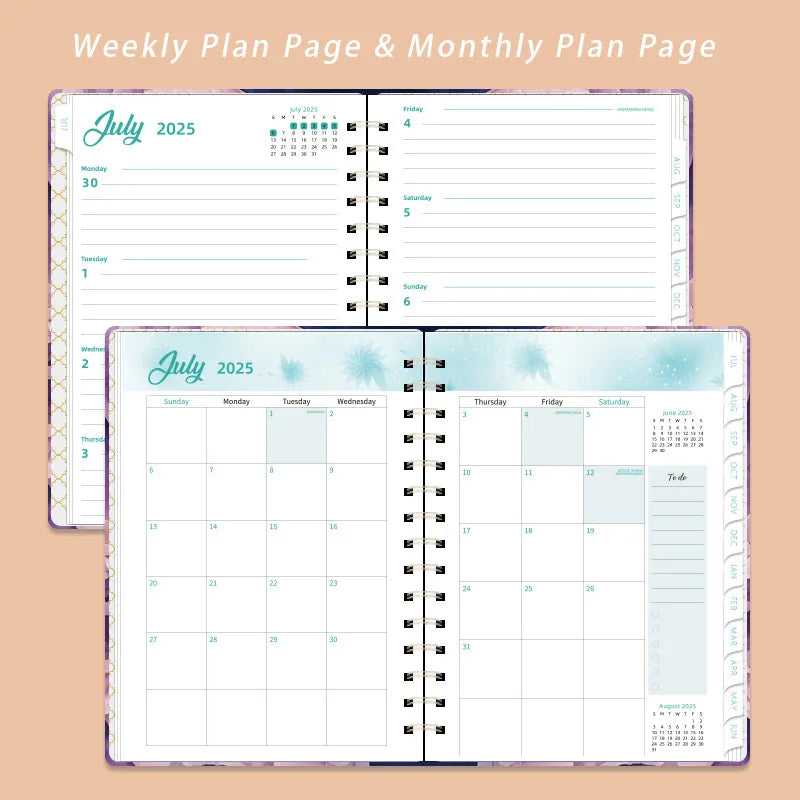 Daily Planner Notebook A5 Customizable English Weekly Diary Bound Wirebound Notebook Romantic Blue Snow Color Party Souvenir