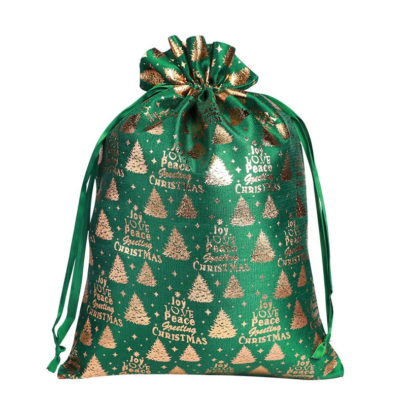 Lina New Christmas Golden Embossed Bamboo Node Cotton Rope Drawstring Gift Storage Bag Chinese Style Gift Packaging