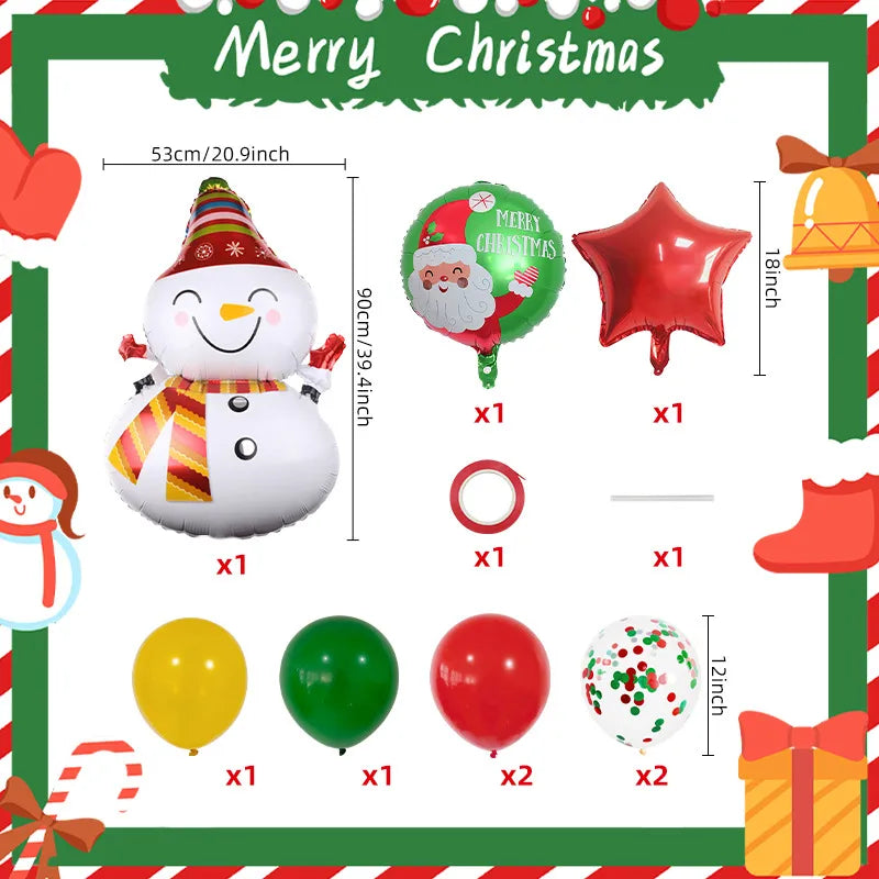 Christmas Nordic Style Cute Modern Style Christmas Tree Santa Claus Letter Aluminum Film Christmas Party Festival Balloons