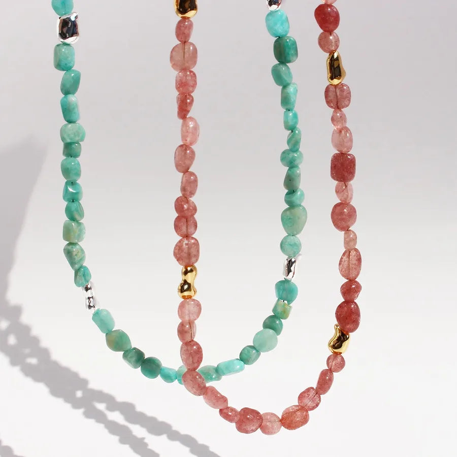 Casual Simple Style Geometric natural stone Brass Necklace In Bulk