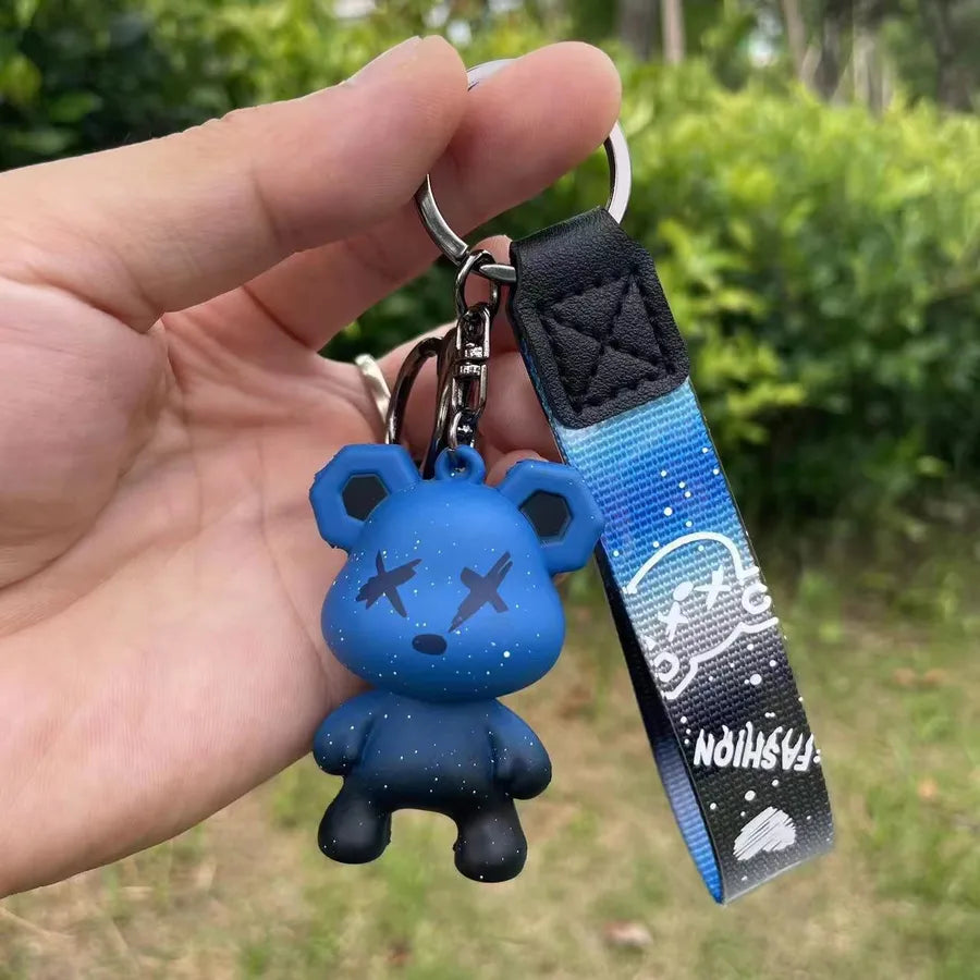 cartoon style cute bear silica gel unisex bag pendant keychain