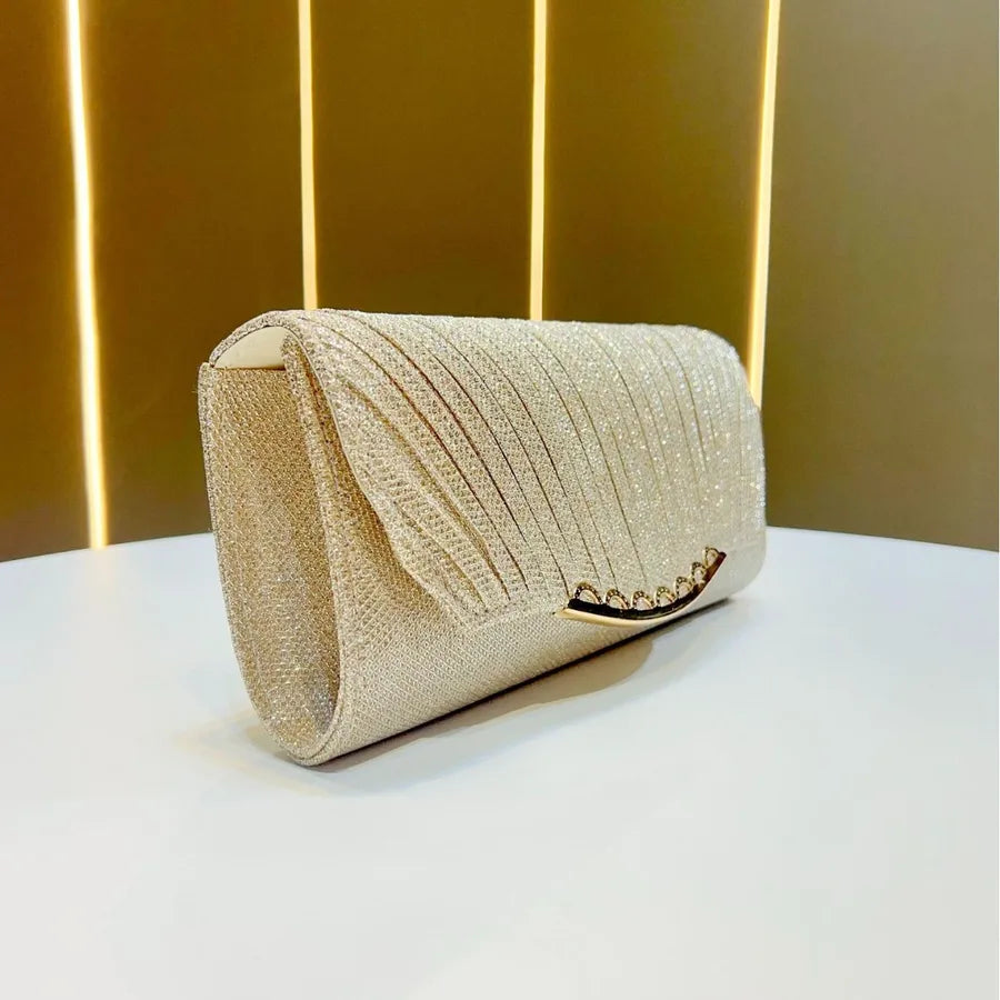 Shiny Evening Clutch Bag Fashionable Crossbody Women's Bag Elegant Atmosphere Luxury Sensation Summer Handbag Polyester Material