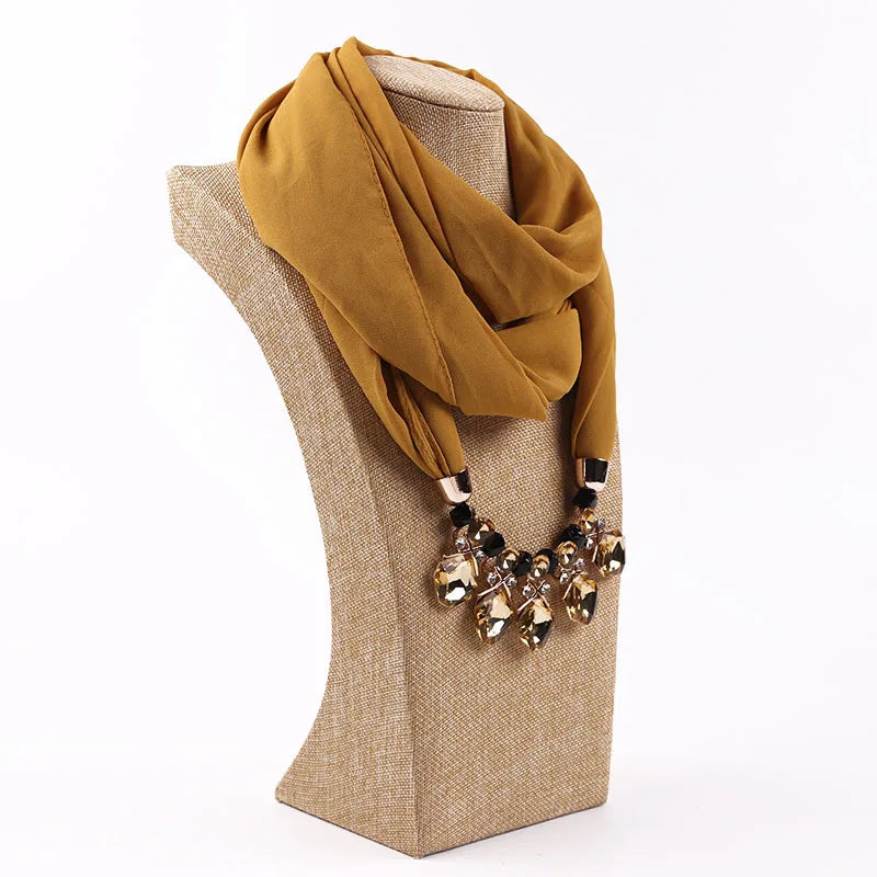 women's elegant solid color chiffon tassel scarf