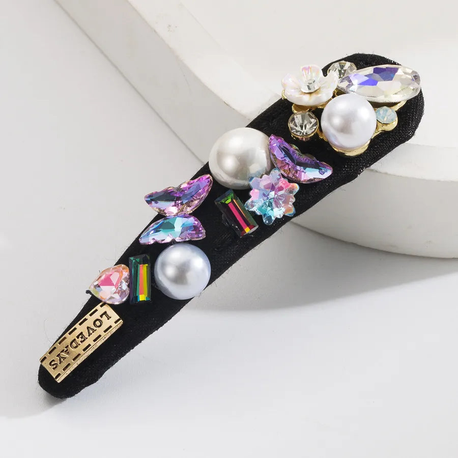 Elegant Women's Flower Butterfly Alloy Inlay Artificial Pearls Rhinestones Hair Clip