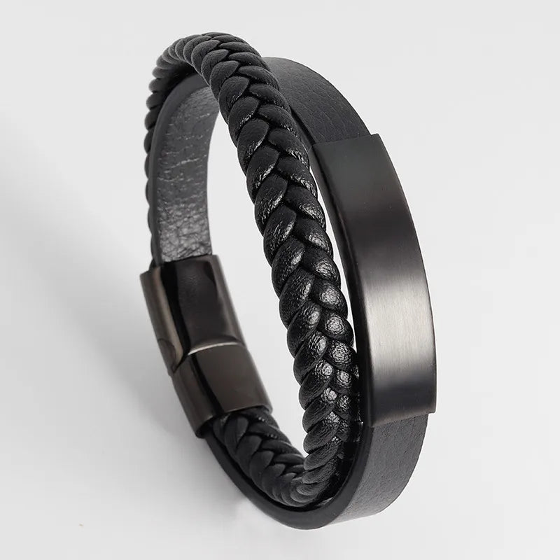 Simple Style Geometric Solid Color 316 Stainless Steel  Leather Wholesale Bracelets