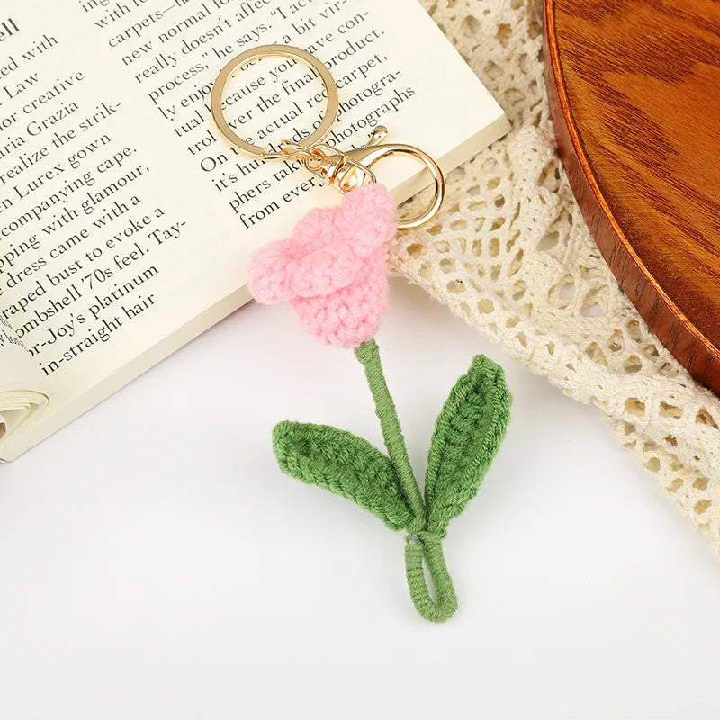 Cartoon Style Flower Cotton Knitting Keychain