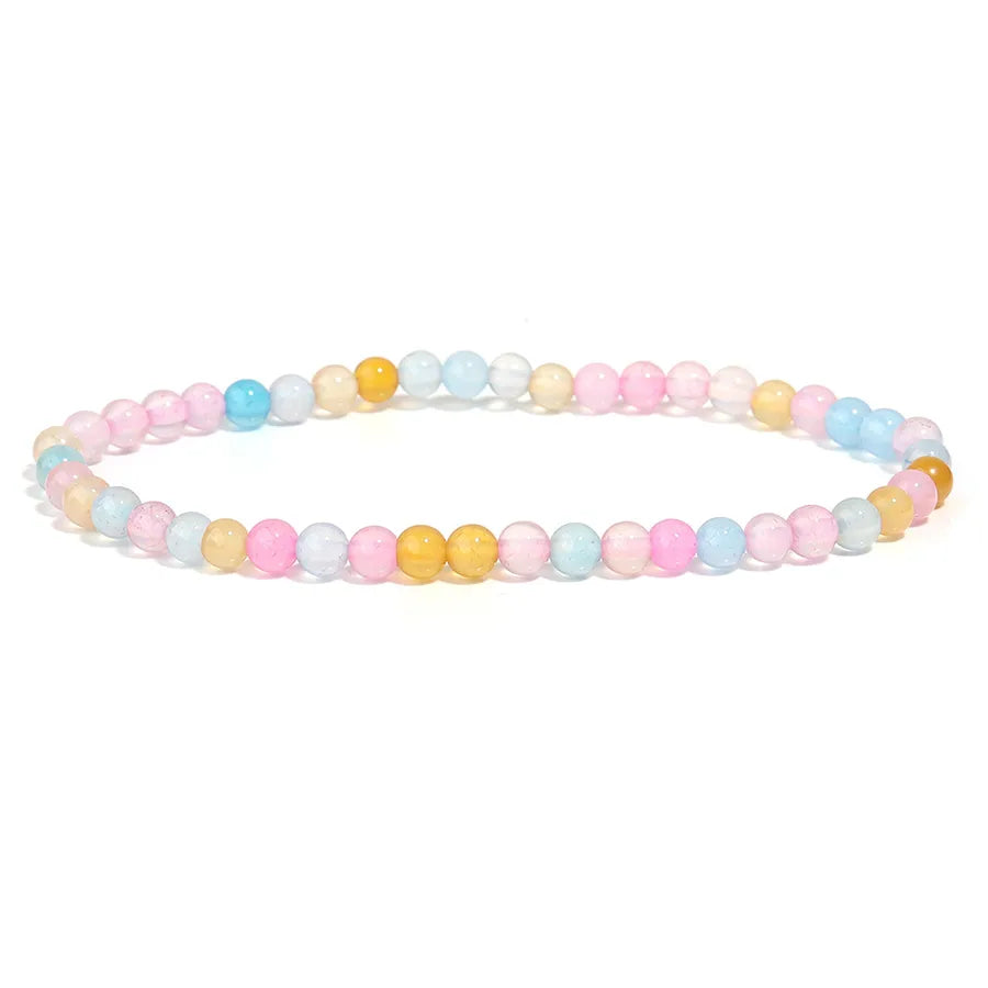Explosions 4mm Natural Stone Mini Energy Bracelet Women's Gone Beads Semi-precious Stacked Jewelry Bracelet