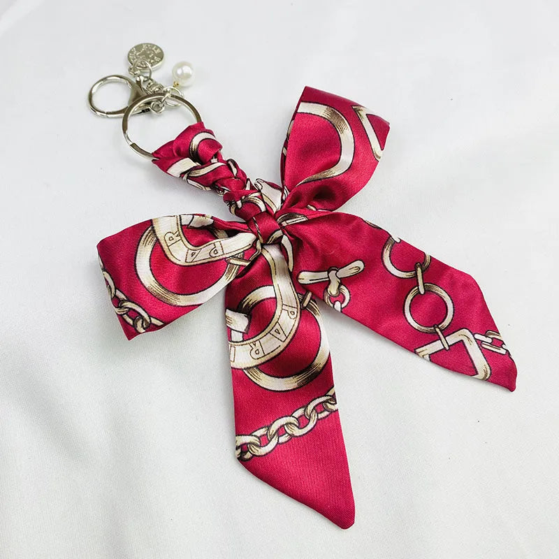 Sweet Simple Style Bow Knot Cloth Metal Unisex Bag Pendant Keychain