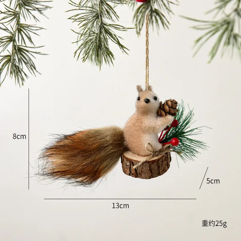 Creative Squirrel Christmas Decoration Small Hanging Ornament Realistic squirrel design Perfect gift for holiday decoration